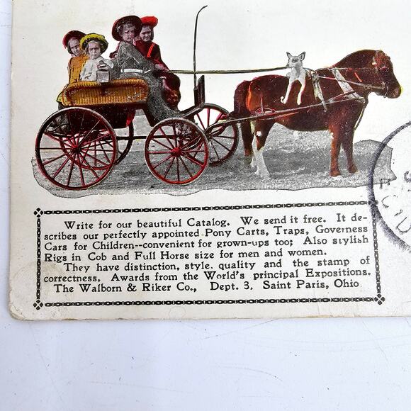 1907 Antique Postcard Saint Paris Ohio Walborn & Riker Pony Carts Factory Posted - Picture 4 of 7